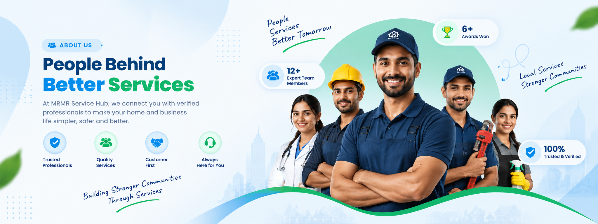 People behind MRMR Service Hub — trusted, verified professionals for every home and business need